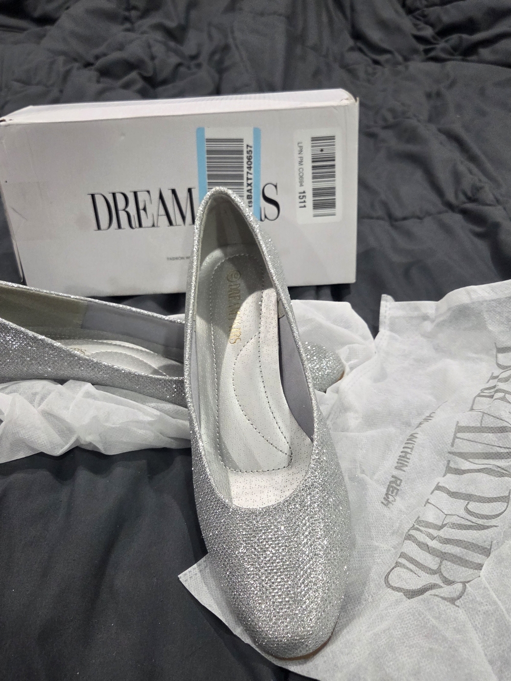 Dream Pairs Silver Sparkle Pointed Toe Heels